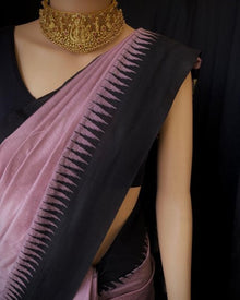 LAVENDER COTTON SILK SAREE WITH TEMPLE BORDER