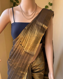 BLACK GOLD TISSUE COTTON SAREE