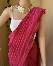 RANI PINK STRIPES COTTON SAREE