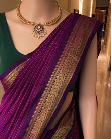 MAGENTA CHECKS  COTTON SILK SAREE