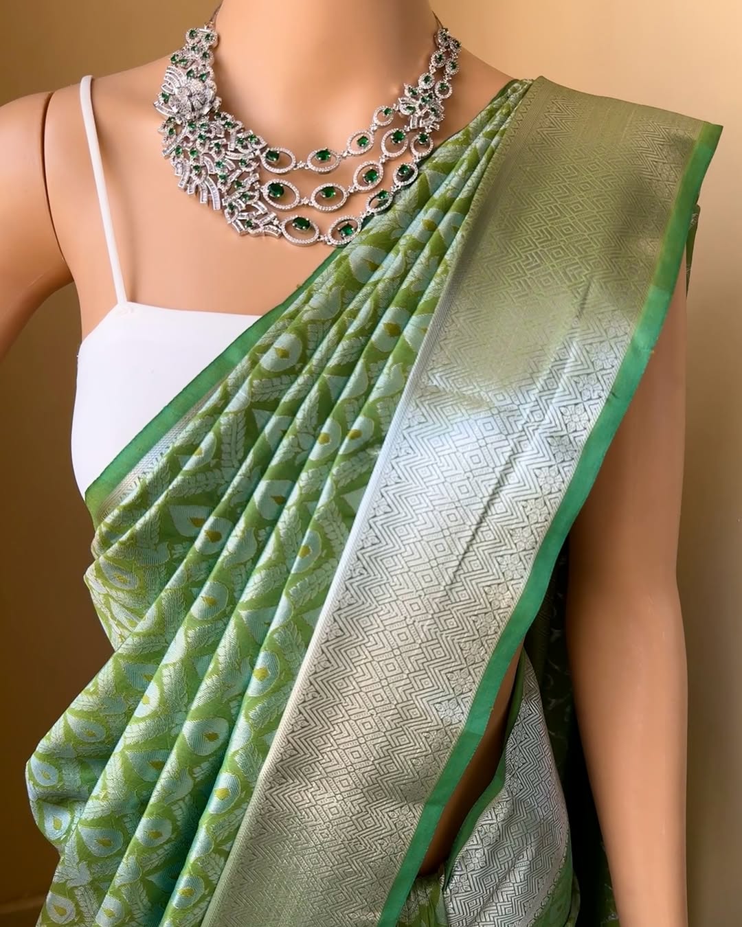 PISTA GREEN ART SILK SAREE