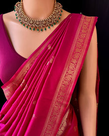 RANI PINK SMALL BORDER ART SILK SAREE