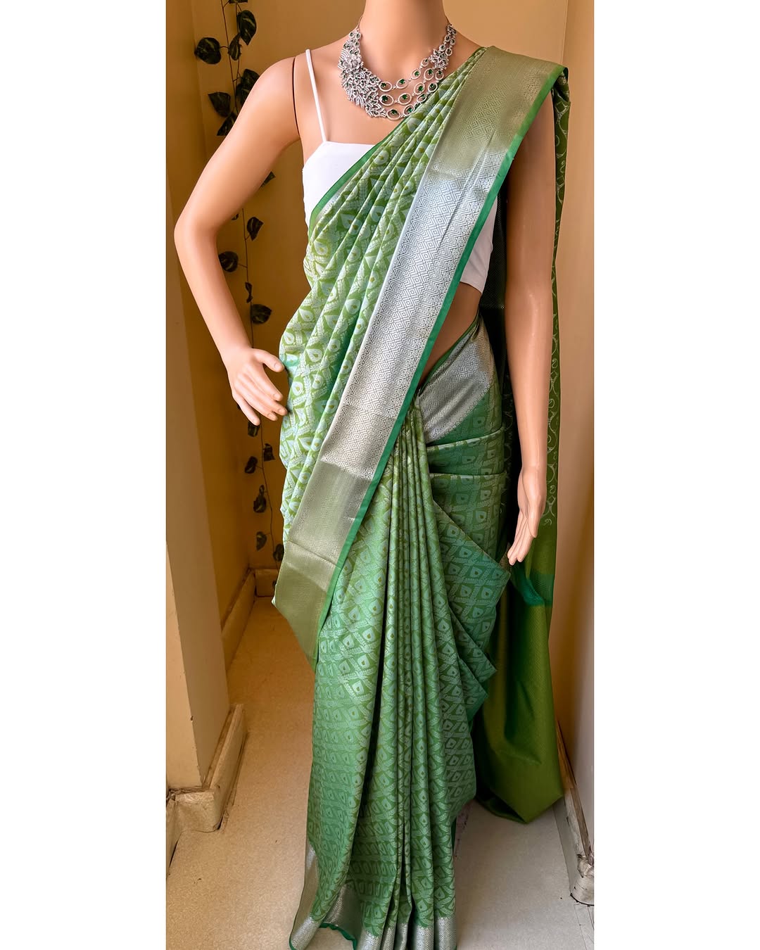 PISTA GREEN ART SILK SAREE