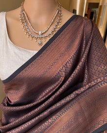 ASH GREY BROCADE ART SILK SAREE