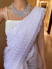 WHITE NET SAREE