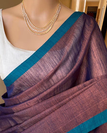 INK BLUE TISSUE COTTON SAREE