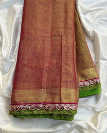 REDDISH GOLD LINEN TISSUE SAREE