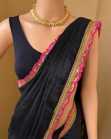 BLACK METTALIC TISSUE SAREE