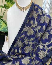 NAVY BLUE LINEN COTTON SAREE