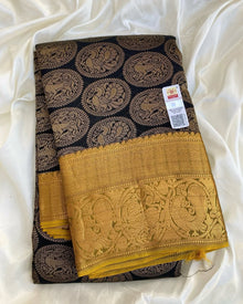 BLACK KANCHIPURAM PURE SILK SAREE