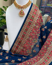 NAVY BLUE GEORGETTE SAREE
