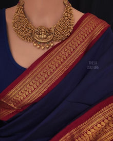 NAVY BLUE COTTON SILK SAREE