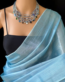 SKY BLUE TISSUE SAREE