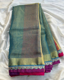 SKY BLUE LINEN TISSUE SAREE
