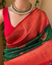 BOTTLE GREEN ART SILK SAREE