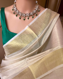OFF WHITE COTTON TISSUE SAREE