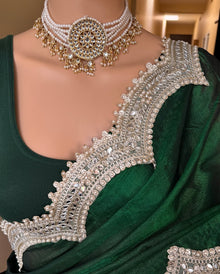 BOTTLE GREEN METTALIC TISSUE SAREE