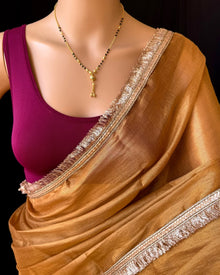 GOLDEN COPPER TISSUE SAREE