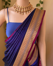 NAVY BLUE SATIN SILK SAREE
