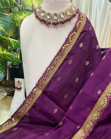MAGENTA DUPION COTTON SAREE WITH MAGENTA LACE
