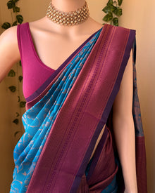TEAL BLUE ART SILK SAREE