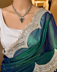 PEACOCK GREEN METTALIC TISSUE SAREE