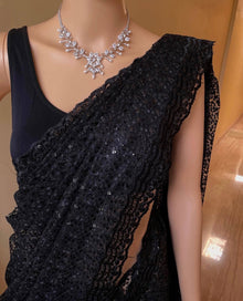 BLACK NET SAREE