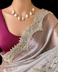 IVORY METTALIC TISSUE SAREE