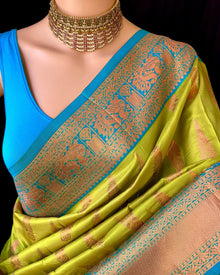 PEAR GREEN ART SILK SAREE