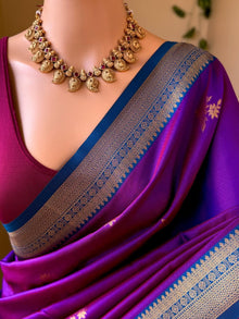 PURPLE DUAL SHADE SOFT ART SILK SAREE
