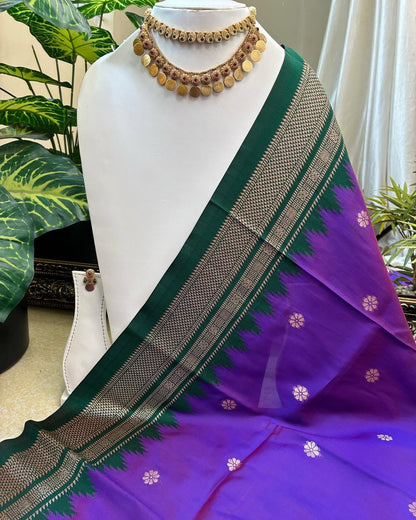 PURPLE DUAL SHADE SEMI PAITHANI ART SILK SAREE