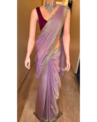 ONION PINK SUPER SOFT TISSUE CHIFFON SAREE
