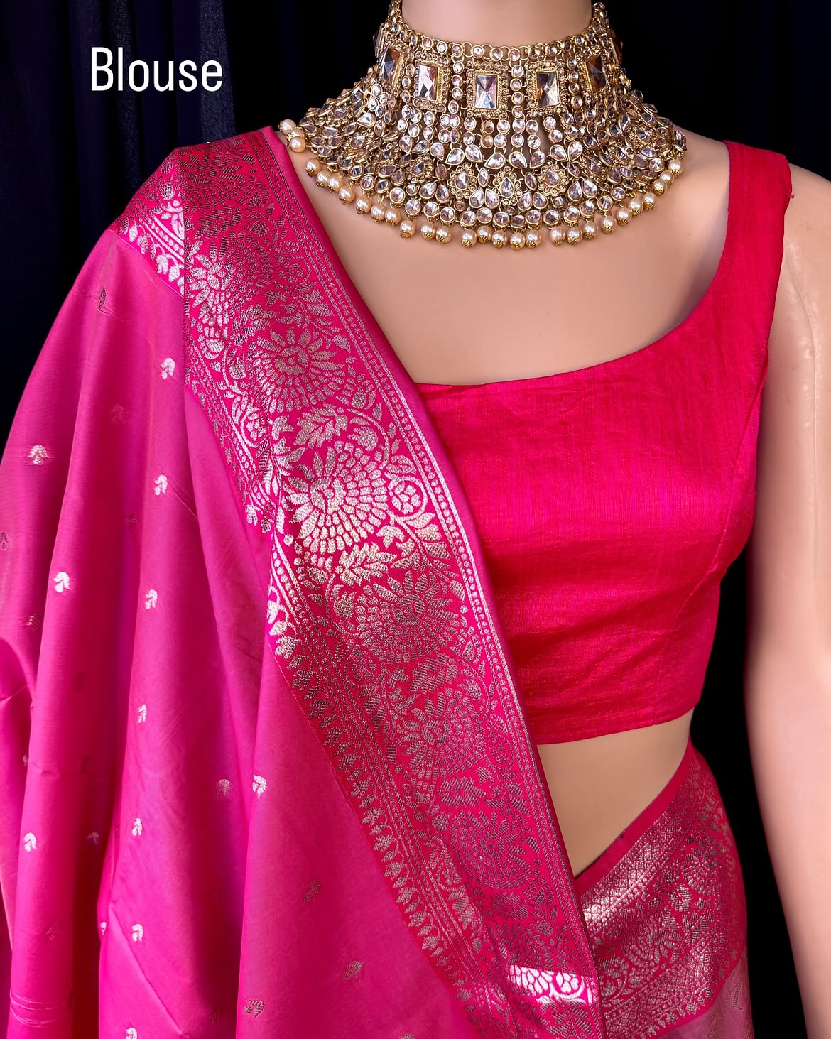 LOTUS PINK SEMI ART SILK SAREE COMES WITH GOLDEN SILVER ZARI WEAVE ALL OVER SAREE