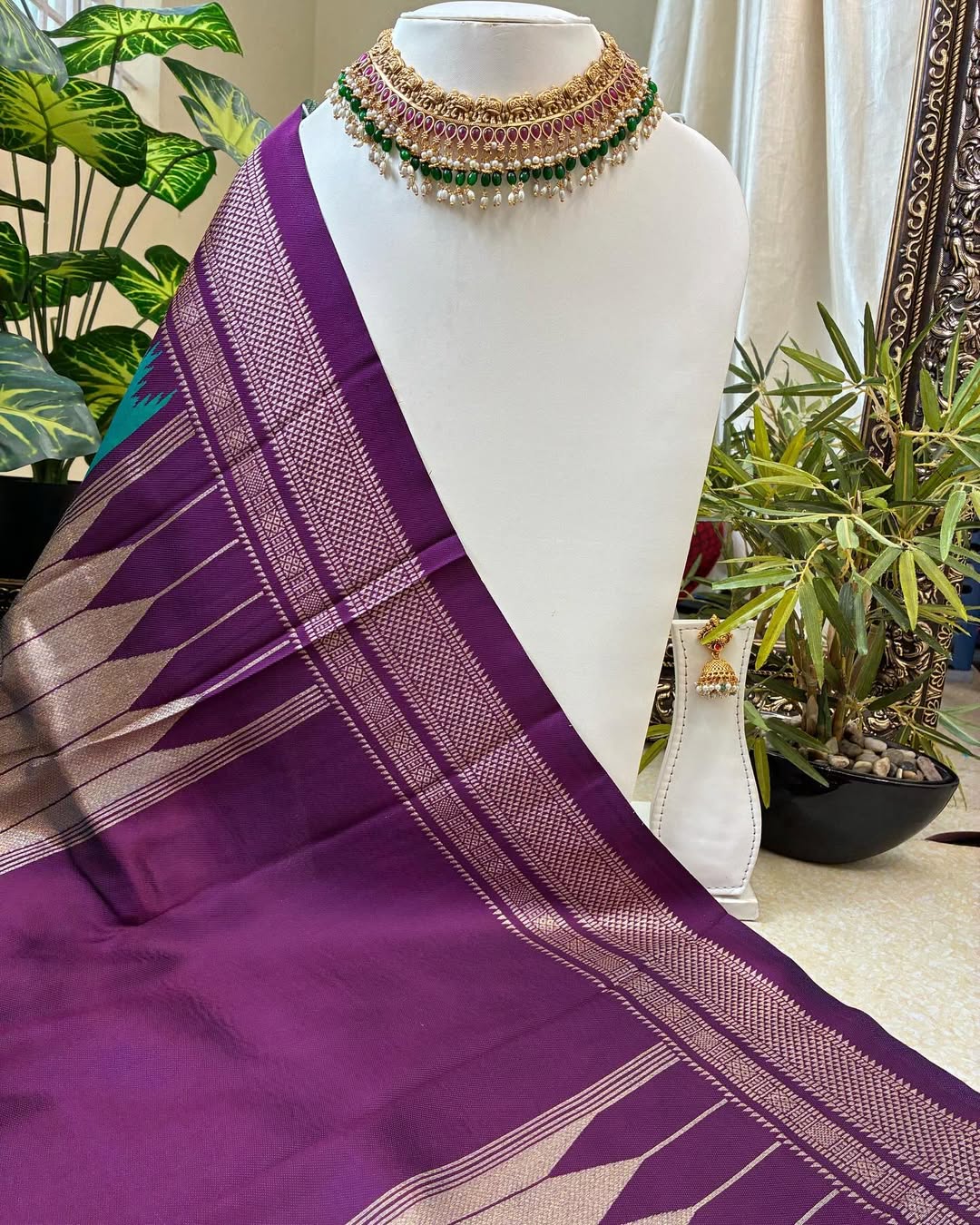 TURQUOISE BLUE SEMI PAITHANI ART SILK SAREE