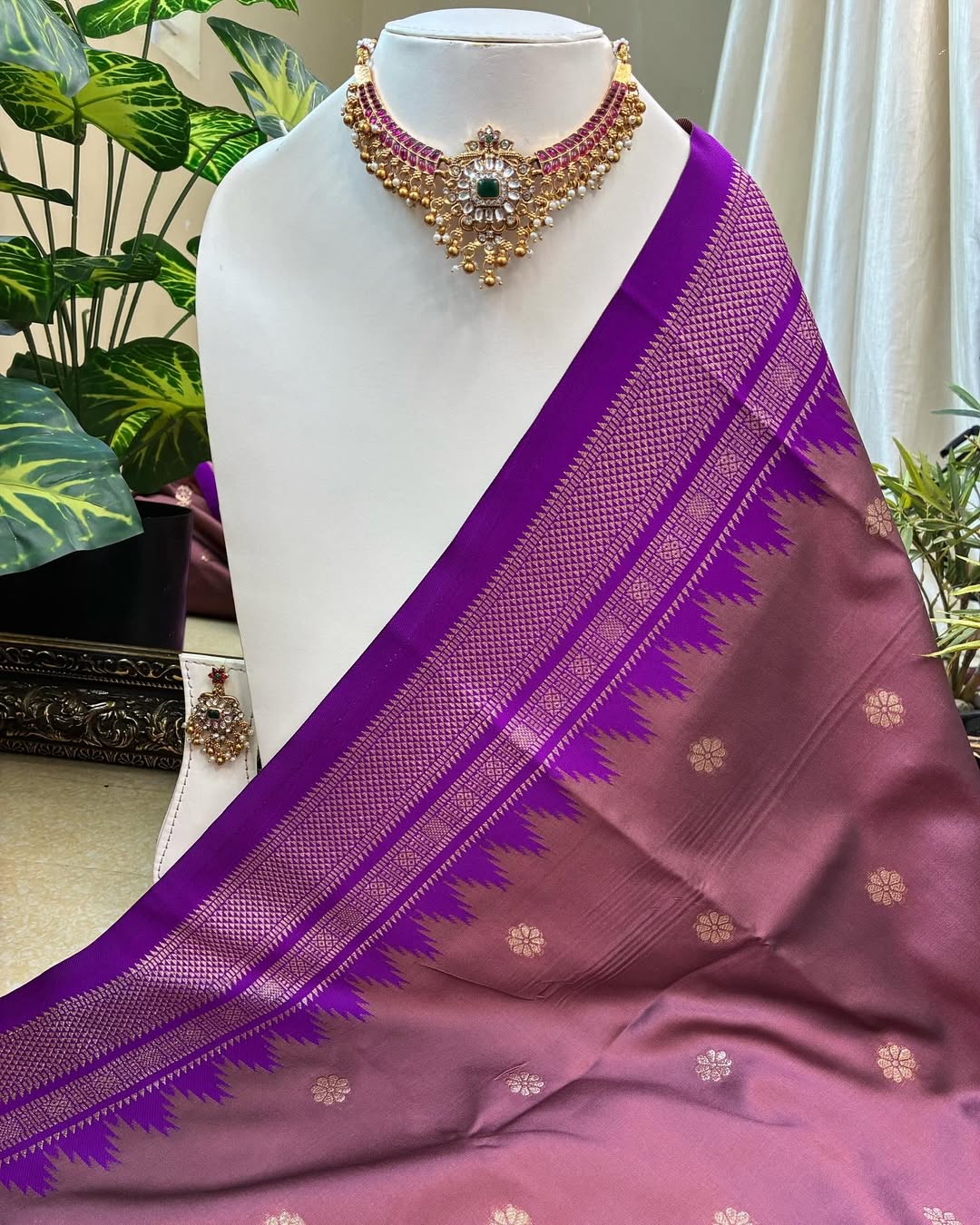ONION PINK SEMI PAITHANI ART SILK SAREE