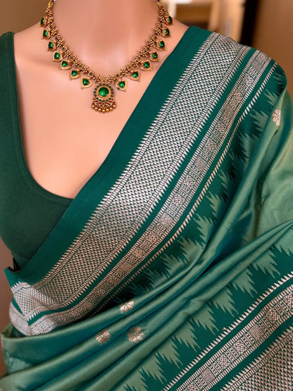 PASTEL GREEN SEMI PAITHANI ART SILK