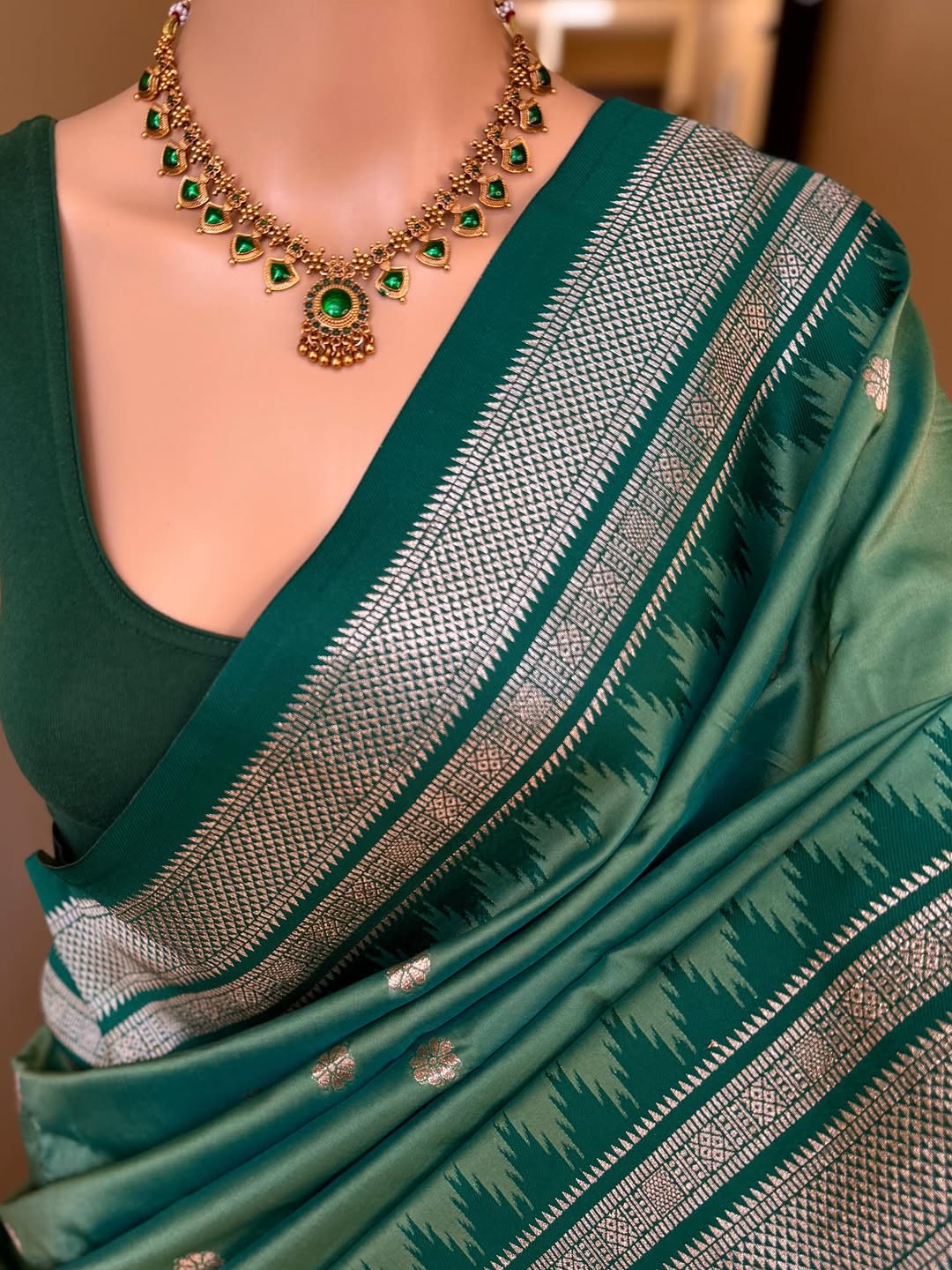 PASTEL GREEN SEMI PAITHANI ART SILK