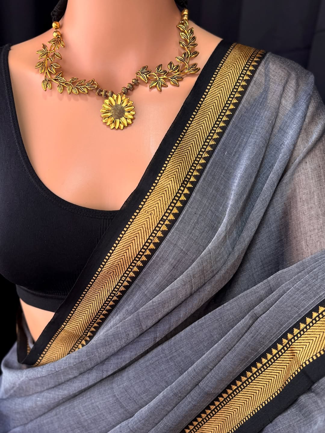 GREY SOFT COTTON SAREE