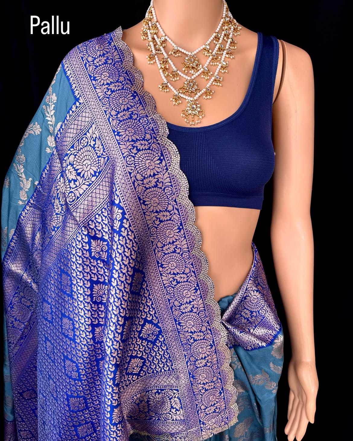 TEAL BLUE SEMI ART SILK SAREE COMES WITH GOLDES SILVER ZARI WEAVE ALL OVER SAREE