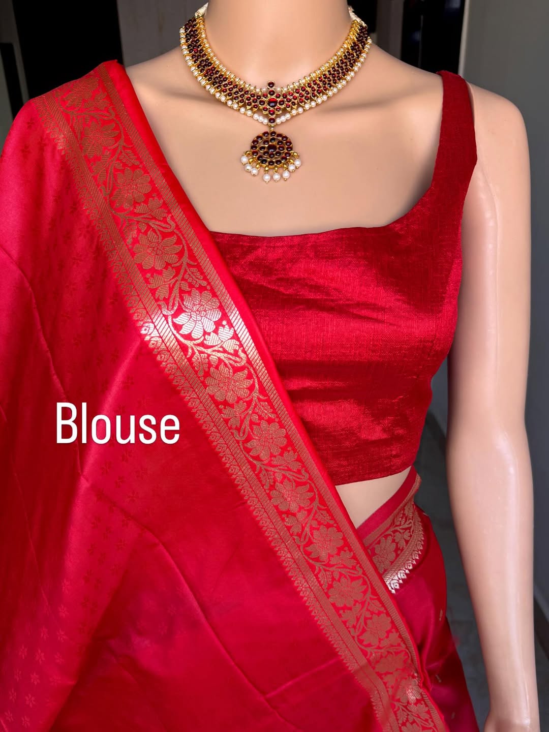 CHILLI RED ART SILK SAREE WITH SMALL BORDER