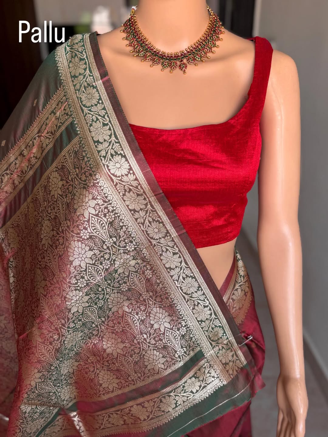 BROWN GREEN DUAL SHADE ART SILK SAREE COMES WITH SMALL BORDER