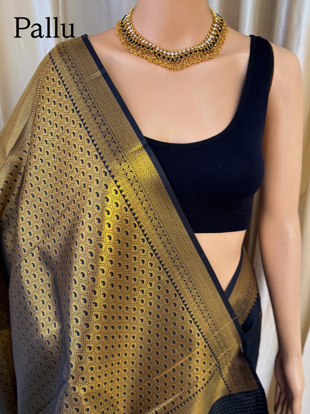 BLACK TRADITIONAL SMALL BORDER ARE SILK SAREE COMES WITH GOLDEN ZARI WEAVE BORDER