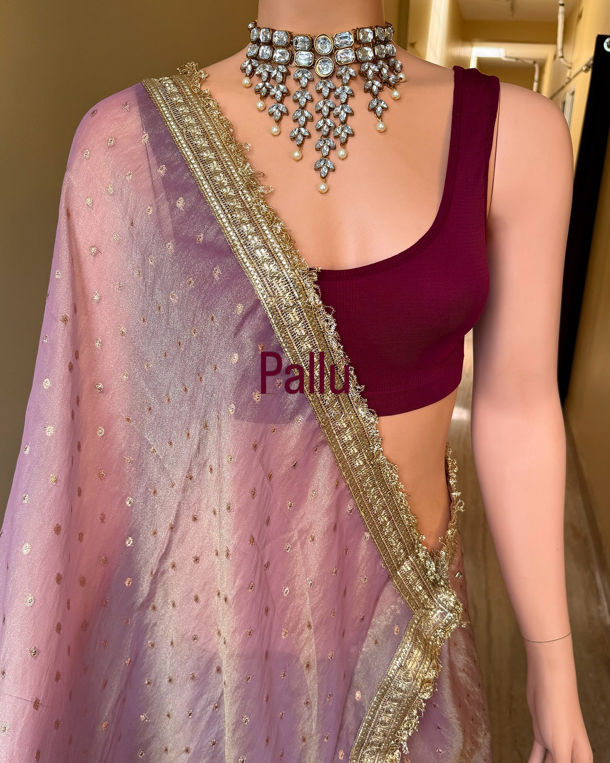 ONION PINK SUPER SOFT TISSUE CHIFFON SAREE