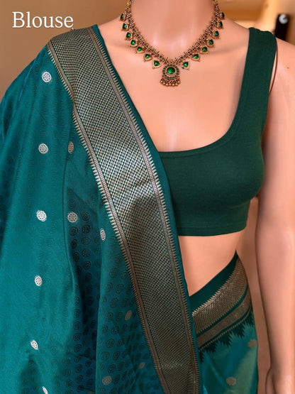 PASTEL GREEN SEMI PAITHANI ART SILK
