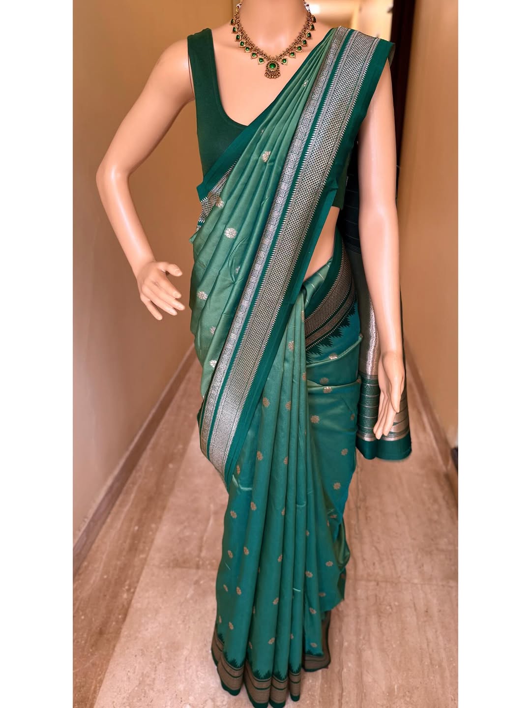 PASTEL GREEN SEMI PAITHANI ART SILK