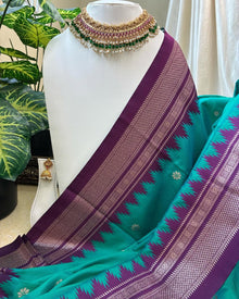 TURQUOISE BLUE SEMI PAITHANI ART SILK SAREE