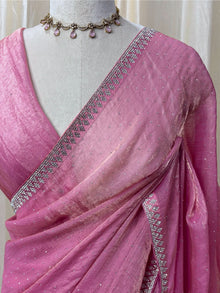 BABY PINK GEORGETTE SAREE COMES WITH SEQUENCE STONE ALL OVER SAREE