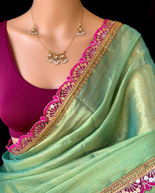 PASTEL GREEN METTALIC TISSUE SAREE