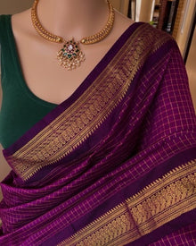 MAGENTA CHECKS  COTTON SILK SAREE