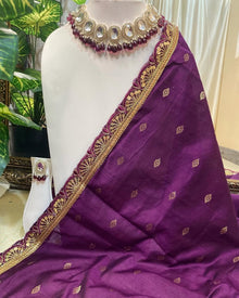 MAGENTA DUPION COTTON SAREE WITH MAGENTA LACE